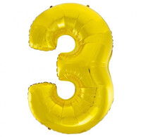 Fóliový balónek číslice 3 zlatý, 92 cm