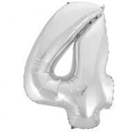 Fóliový balónek číslice 4 stříbrný, 92 cm