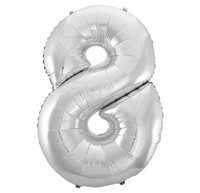 Fóliový balónek číslice osm stříbrný, 92 cm