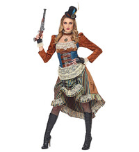 Dámský kostým Steampunk (šaty, náhrdelník, rukavice, mini klobouk)
