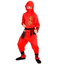 Dětský červený kostým dračí ninja