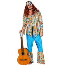 Hippie pánský kostým (kalhoty, tričko, čelenka)