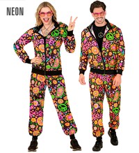 Unisex neon hippie disco šusťákovka z 80. a 90. let, peace