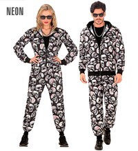Unisex neonová disco šusťákovka z 80. a 90. let s lebkami