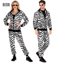 Unisex neonová disco šusťákovka z 80. a 90. let vzor zebra