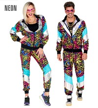 Unisex neonová tygrovaná disco šusťákovka z 80. a 90. let