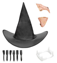 Čarodějnický set (klobouk, brada, nos, zuby, nehty)
