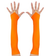 Dámské neónové dlouhé oranžové rukavice bez prstů 43 cm
