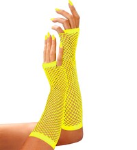 Dámské žluté fishnet rukavice bez prstů 33 cm