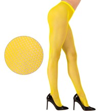 Žluté neonové fishnet punčocháče