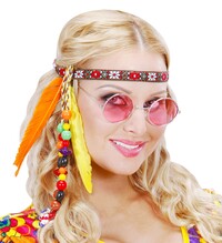 Hippie čelenka s korálky a peřím