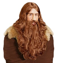 Vikingská paruka s plnovousem a knírem