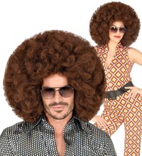 Hnědá oversize afro paruka