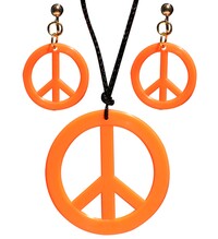 Neonově oranžový hippie set náušnic a náhrdelníku