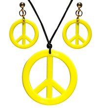 Neonově žlutý hippie set náušnic a náhrdelníku