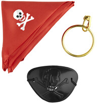 Pirátská sada (záslepka, šátek, náušnice)
