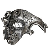 Poloviční maska Steampunk, stříbrná