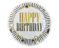 Foliový balónek s nápisem Happy Birthday, bílý
