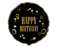 Foliový balónek s nápisem Happy Birthday, černý