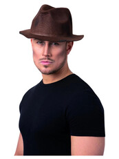 Hnědý klobouk s průstřelem