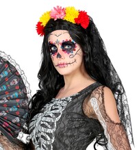 Dámská čelenka s květinami a závojem