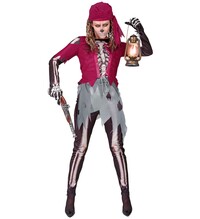 Dámský halloweenský kostým kostry pirátky