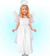 Dětský kostým anděla (šaty, křídla, svatozář)