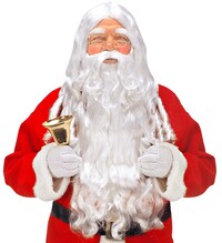 Dlouhá kudrnatá paruka, vousy a obočí Santa Clause