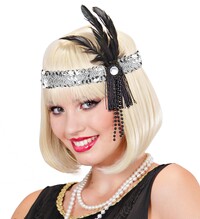 Dámská čelenka se stříbrnými flitry a kamínkem, 20.léta