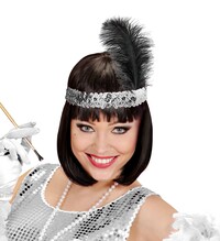 Dámská čelenka se stříbrnými flitry a peřím, 20. léta