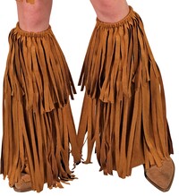 Hnědé návleky na boty s třásněmi