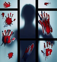 Halloweenské nálepky krvavých rukou