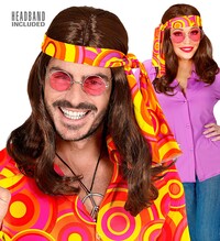 Hnědá hippie paruka s šátkem