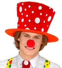 Oranžový klobouk s puntíky pro klauna