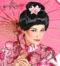 Paruka japonská gejša Fujiko s květinou