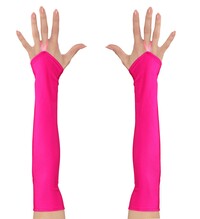 Růžové neónové růžové rukavičky bez prstů - 43 cm