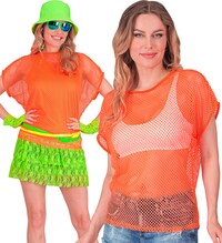 Dámské oranžové fishnet tričko ve stylu 80. a 90. let