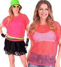 Dámské růžové fishnet tričko ve stylu 80. a 90. let