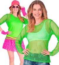 Dámské zelené neonové fishnet tričko ve stylu 80. a 90. let