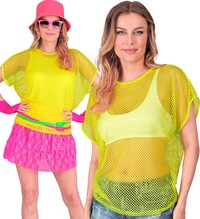 Dámské žluté fishnet tričko ve stylu 80. a 90. let