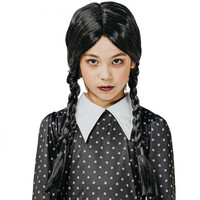 Dětská paruka Wednesday Addams s copánky