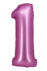 Fóliový balónek číslice jedna růžový, 76 cm