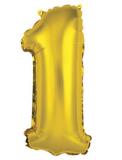 Fóliový balónek číslice jedna zlatý, 35 cm