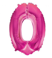 Fóliový balónek číslice nula růžový, 35 cm