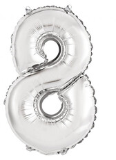 Fóliový balónek číslice osm stříbrný, 35 cm