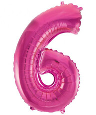 Fóliový balónek číslice šest růžový, 35 cm