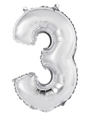 Fóliový balónek číslice trojka stříbrný, 35 cm