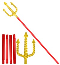 Skládací zlaté vidle s červenou tyčí 137 cm