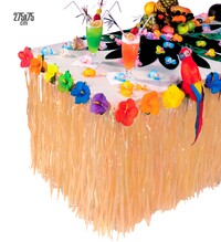 Tropický ubrus s třásněmi a květy ibišku 275x75 cm