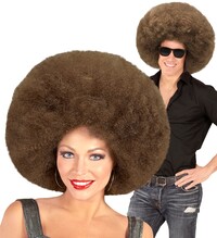 Hnědá paruka mega afro, top kvalita